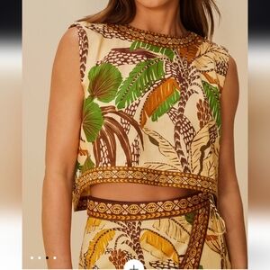 FARM Rio Tropical Leaf Print Top